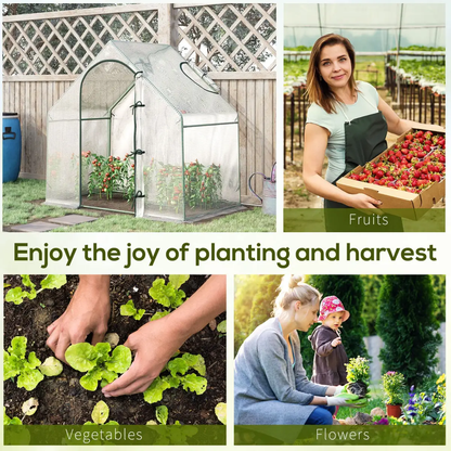 Walk-In Greenhouse Vegetable Plant Window Roll-Up 180 x 100 x 165cm, White by Outsunny