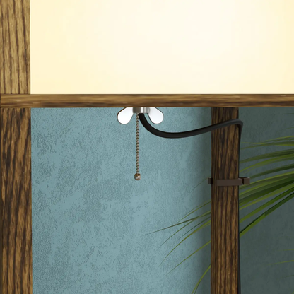 HOMCOM Shelf Floor Lamp with Dual Light, for Living Room, Bedroom, Brown by HOMCOM