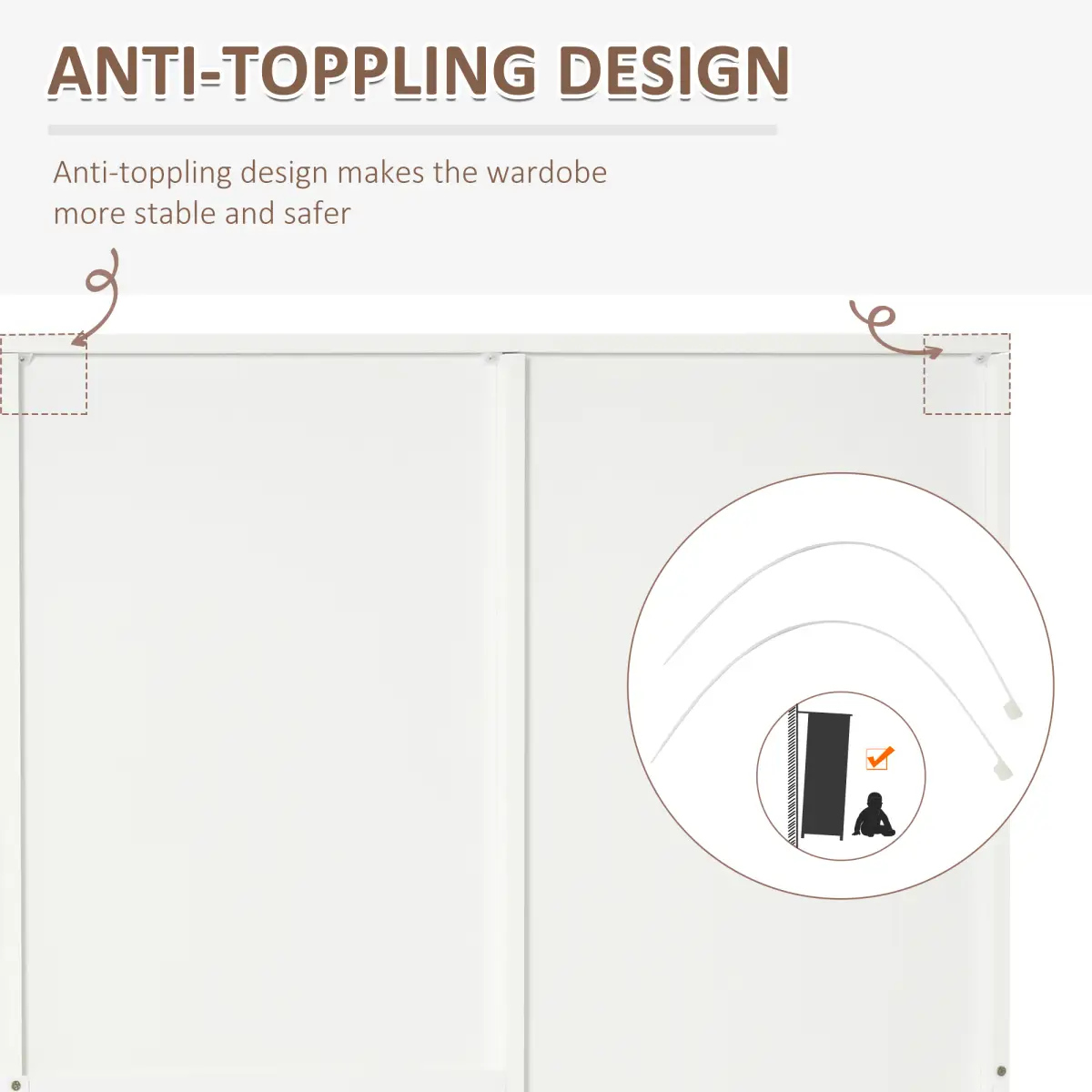 2-Door Wardrobe w/ Adjustable Shelf 3 Drawers for Bedroom, 180cm, White by Unbranded