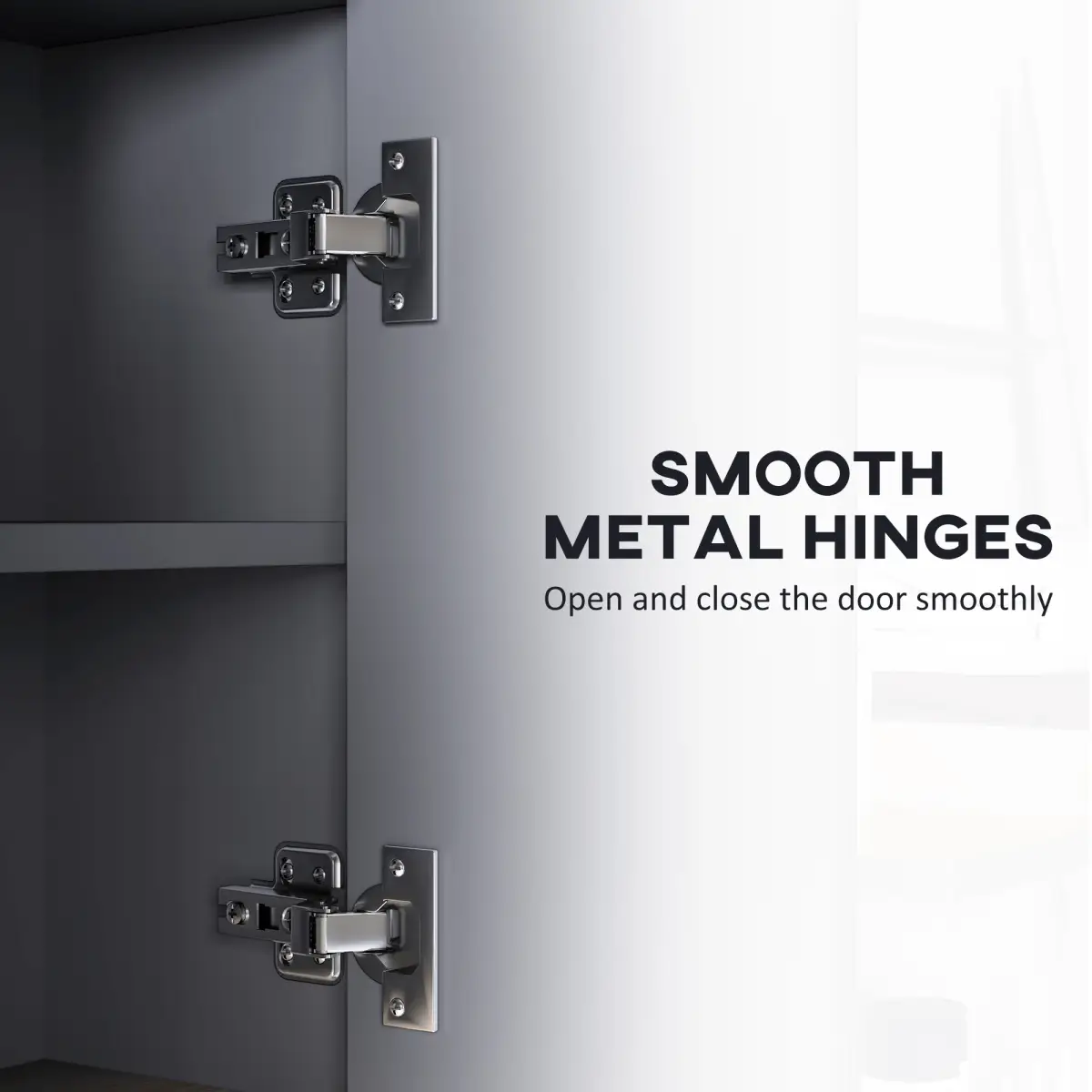 HOMCOM Bathroom Cabinet Wall Mounted Mirror Storage with Shelves Grey by HOMCOM