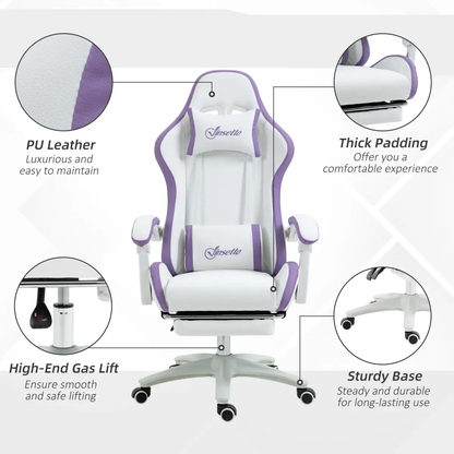 Vinsetto Racing Style Gaming Chair with Reclining Function Footrest, Purple by Vinsetto