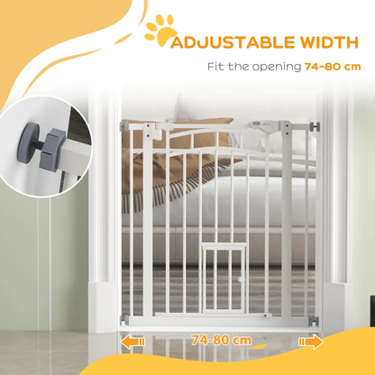 PawHut Pressure Fit, Safety Gate Dog Gate w/ Small Cat Door Opening, 74-80cm by PawHut