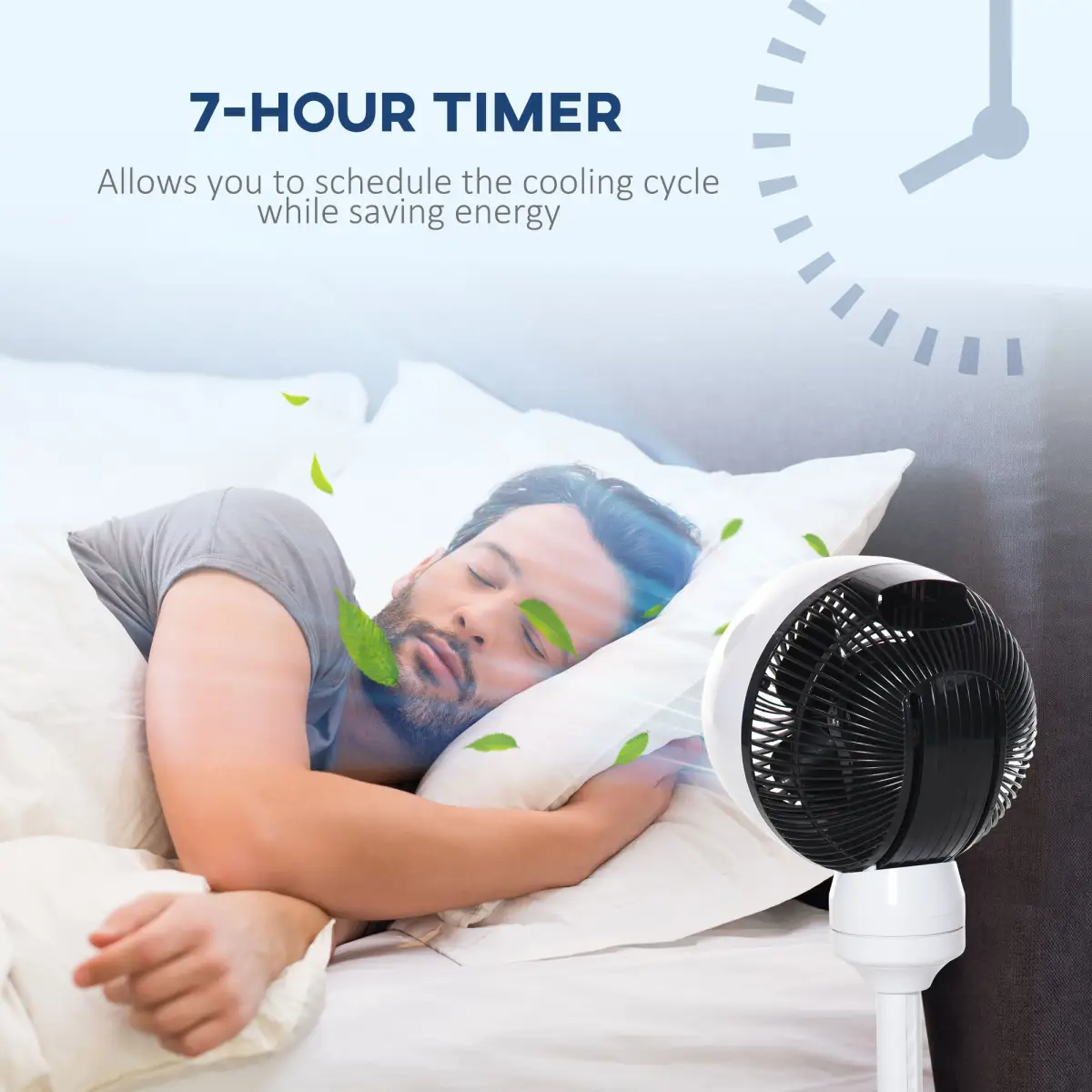 Air Circulator Fan 3 Speed 3 Mode, Oscillation Tilt, Height Adjust Black/White by HOMCOM