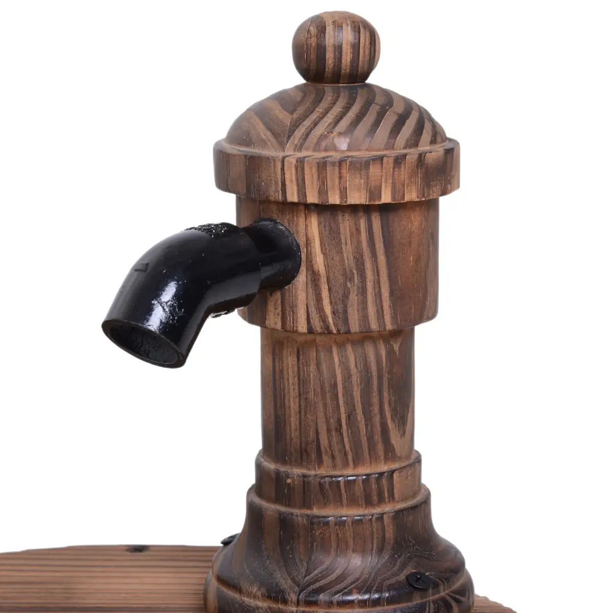 Outsunny Barrel Water Pump Fountain Rustic Wood Electric Water Feature Garden by Outsunny