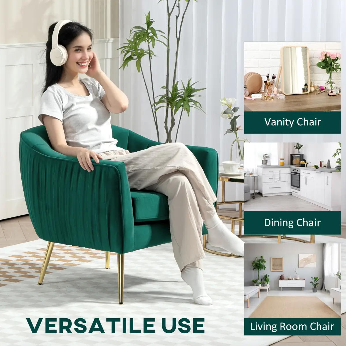 Fabric Single Sofa Arm Chair Upholstered Flocking Wood Leg Living Room Furniture by HOMCOM