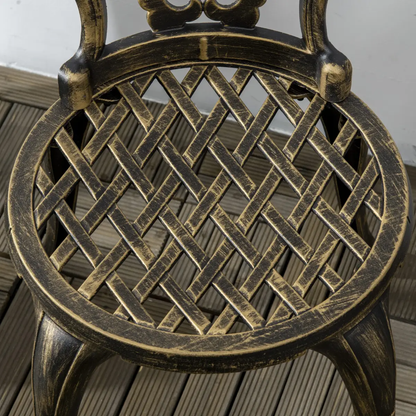 3 Piece Cast Aluminium Garden Bistro Set with Parasol Hole for Balcony, Patio by Outsunny