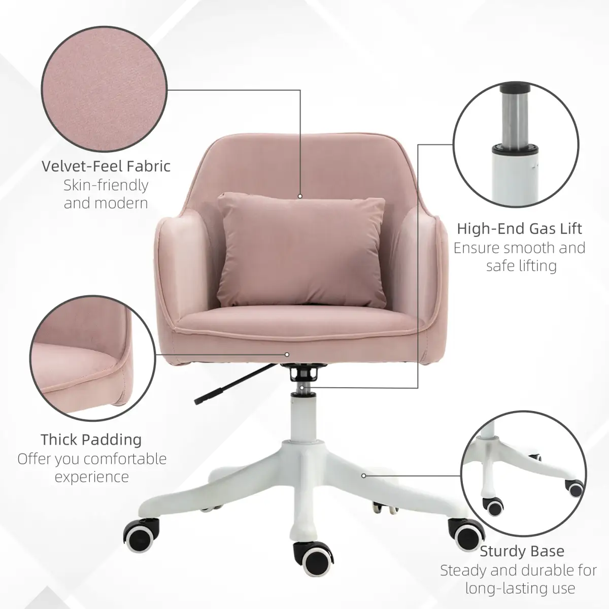 Office Chair with Rechargeable Electric Vibration Massage Lumbar Pillow, Wheels by Vinsetto
