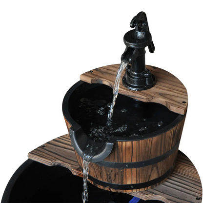 Wooden Water Pump Fountain, 2 Tier-Fir Wood/Steel by Outsunny