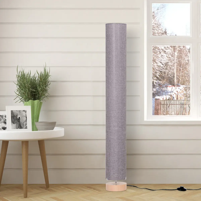 120H cm Wooden Base Floor Lamp W/Linen Fabric-Grey by HOMCOM
