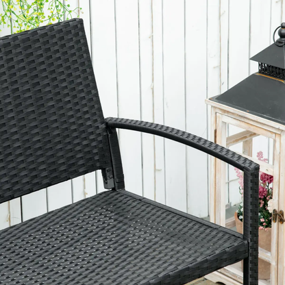 Outsunny Patio Rattan 2 Seater Garden Bench Love Seater Garden Armchair Black by Outsunny