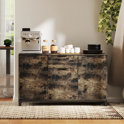 HOMCOM Sideboard, Industrial Storage Cabinet for Living Room, Rustic Brown by HOMCOM