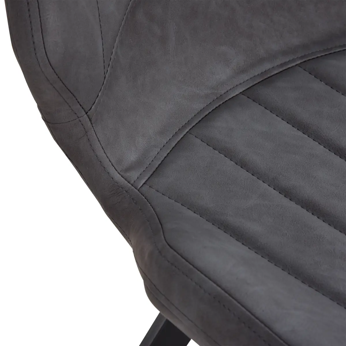 Set Of 2 Vintage PU Leather Dining Chair Moulded Seats Padded Steel Frame Grey by HOMCOM