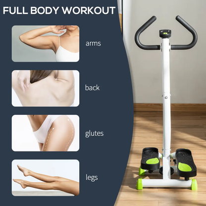 Adjustable Stepper Aerobic Ab Exercise Machine LCD Screen Handle, White HOMCOM by Unbranded