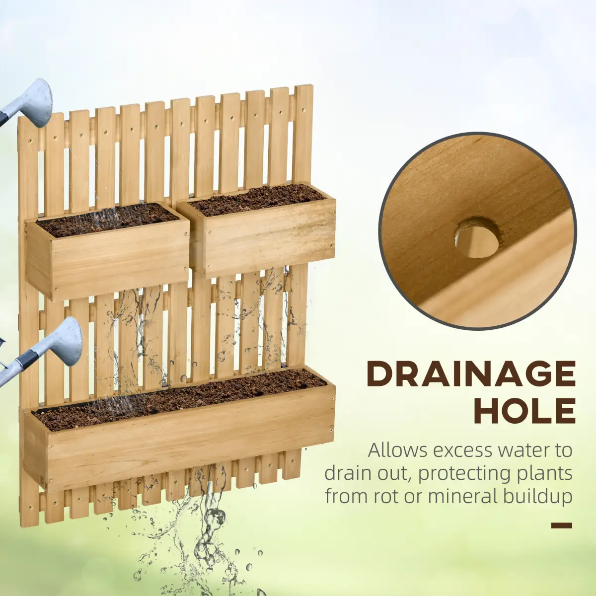 Outsunny Wooden Garden Planters with Trellis Wall-mounted Raised Garden Bed by Outsunny