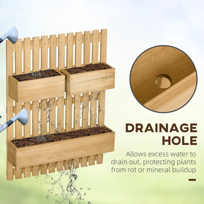 Outsunny Wooden Garden Planters with Trellis Wall-mounted Raised Garden Bed by Outsunny
