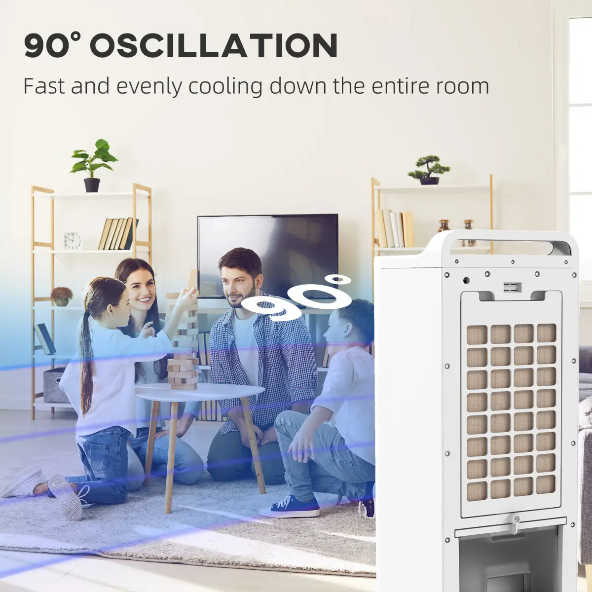HOMCOM Mobile Air Cooler for Home Office, with Oscillation, Ice Packs by HOMCOM