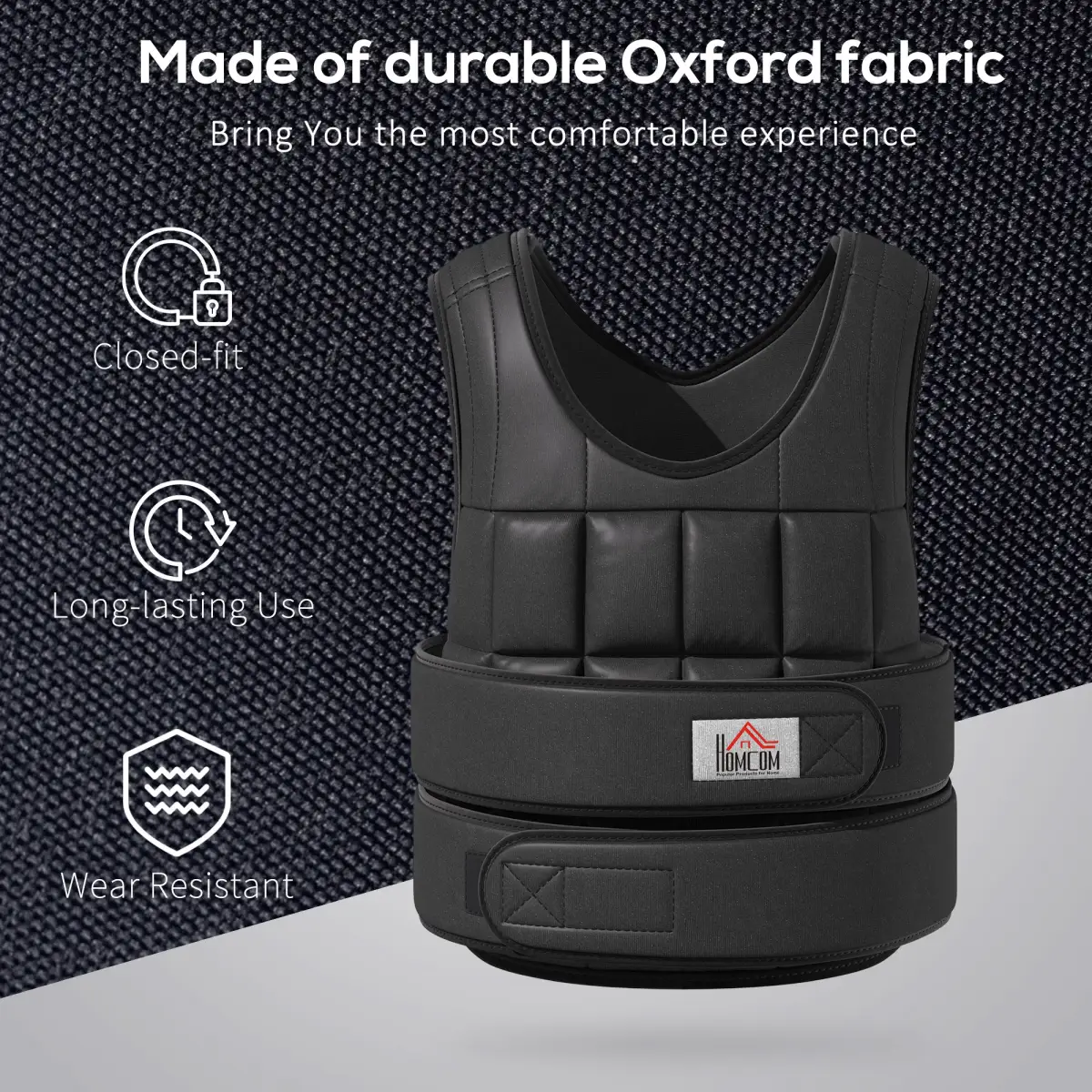 15KGS Adjustable Weight Vest Running Gym Training Weight Loss, Black HOMCOM by Unbranded