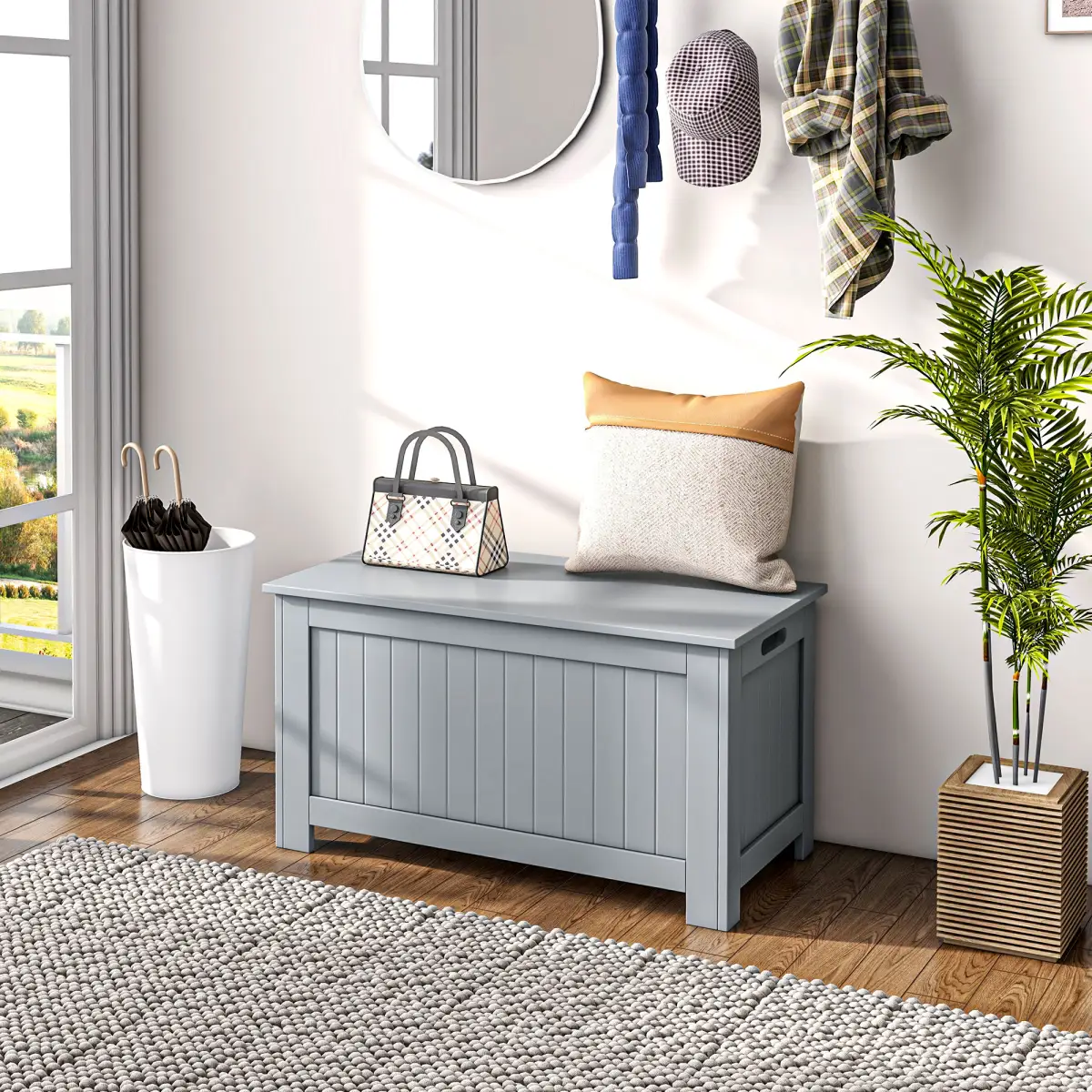 Large Storage Box Toy Chest Cabinet Unit Organizer with Lid & Safety Hinges by HOMCOM