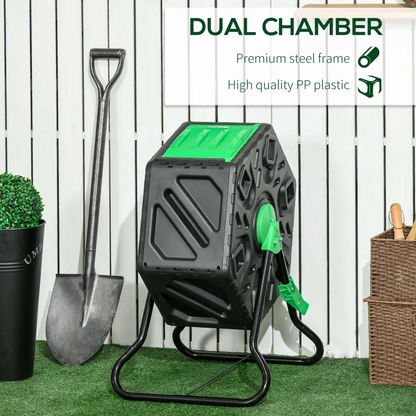 Outsunny 65L Garden Compost Bin, Barrel Rotating Composter with Steel Legs by Outsunny