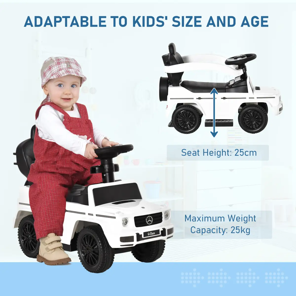 Benz G350 Ride-on Sliding Car Floor Slider Stroller Kids Vehicle, White HOMCOM by Unbranded
