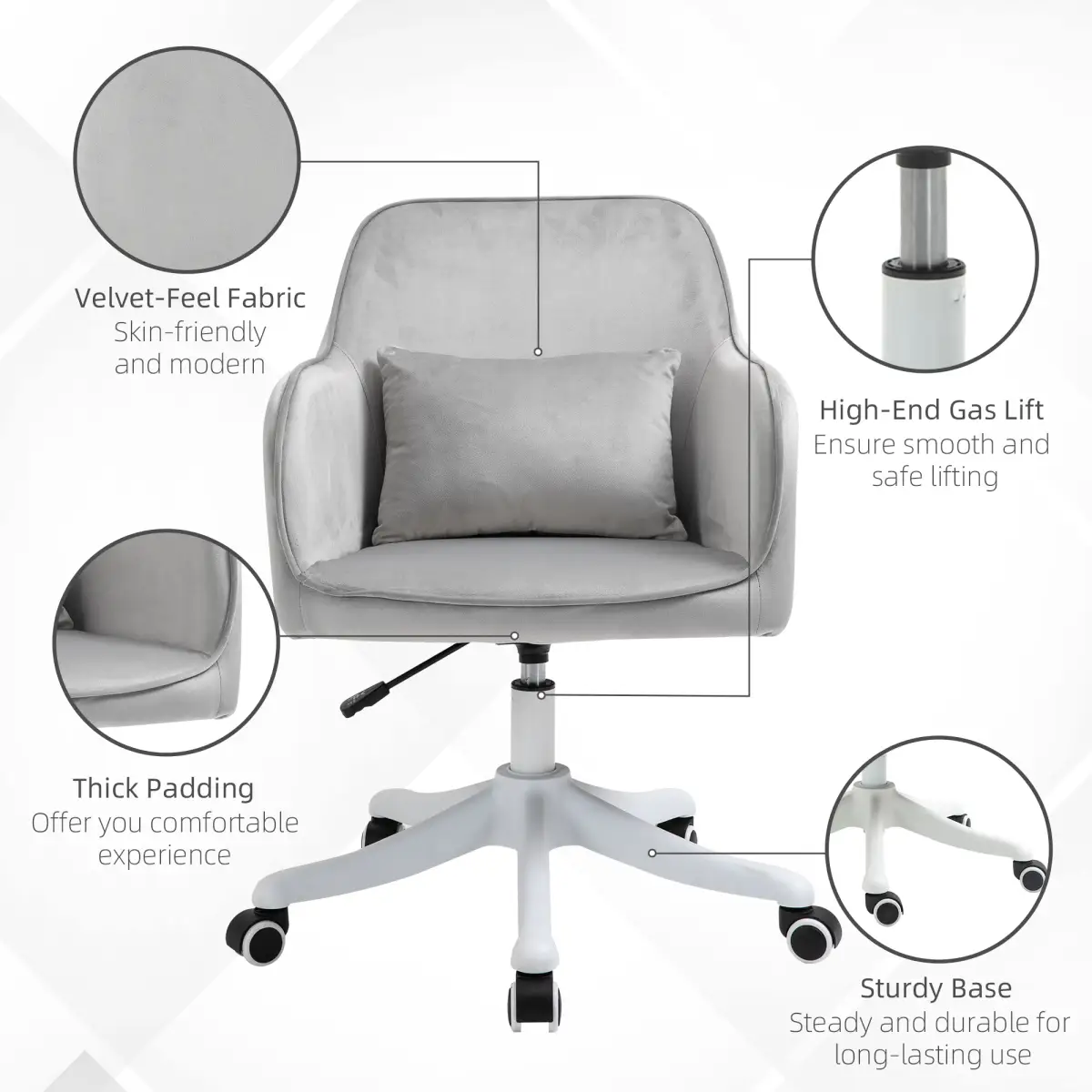 Office Chair with Rechargeable Electric Vibration Massage Lumbar Pillow, Wheels by Vinsetto