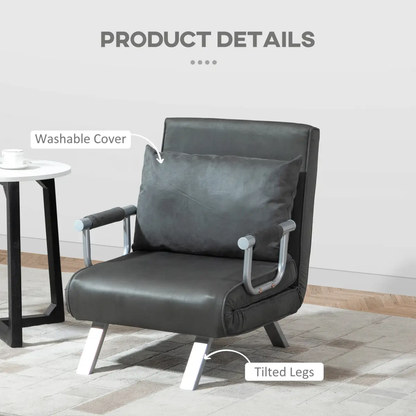 Sofa Bed Foldable Portable Armchair Sleeper Lounge Pillow Dark Grey by Unbranded