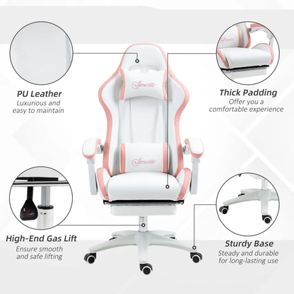 Vinsetto Racing Style Gaming Chair with Reclining Function Footrest, Pink by Vinsetto