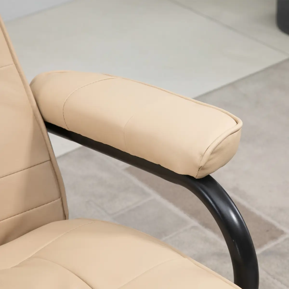 Freestanding Living Room Chair with High Density Cushion and Footrest Cream by Unbranded