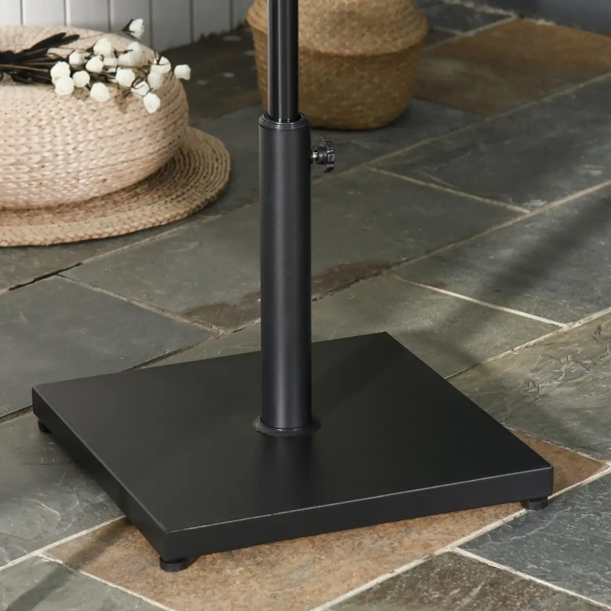 Steel Heavy Duty Adjustable Parasol Base Black by Outsunny