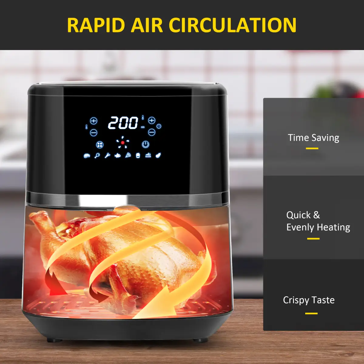 Air Fryer 4.5L 1500W with Digital Display Rapid Air Circulation Timer HOMCOM by Unbranded
