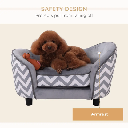 PawHut Dog Sofa Pet Couch for XS Dogs with Removable Sponge Padded Cushion Grey by PawHut