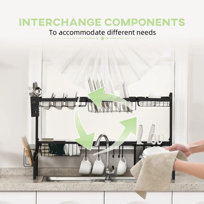 Space Saving Over The Sink Dish Drying Rack, 2 Tier Adjustable Dish Drainer by Unbranded