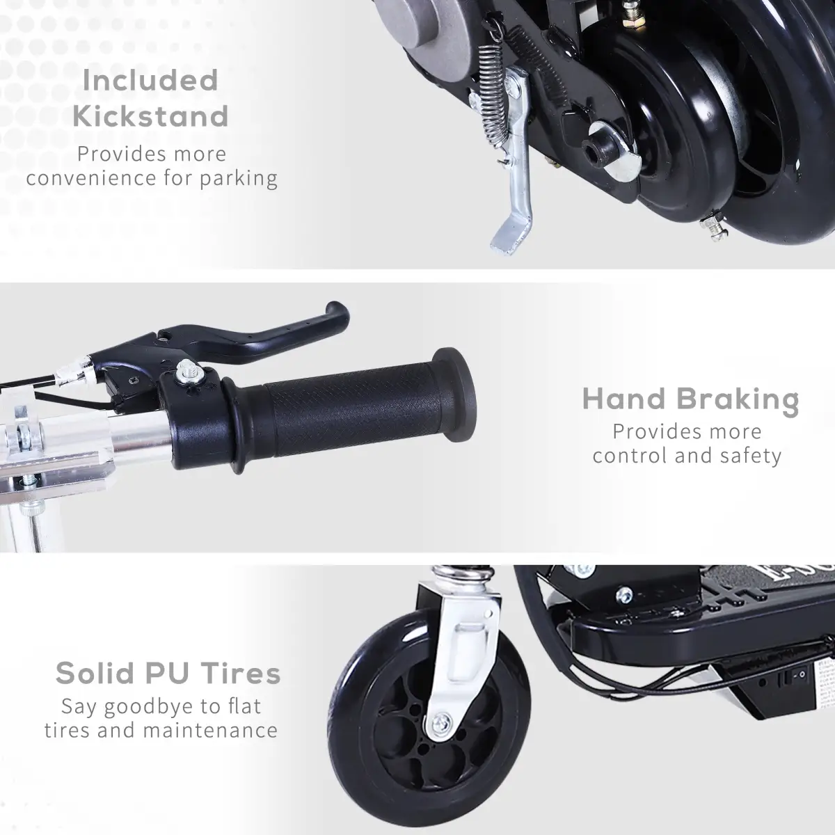 Kids Foldable Electric Powered Scooter 120W Toy Brake Kickstand Black HOMCOM by Unbranded