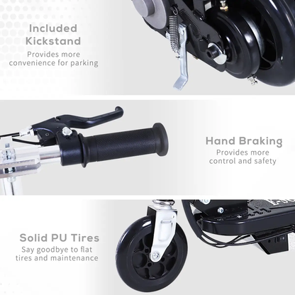 Kids Foldable Electric Powered Scooter 120W Toy Brake Kickstand Black HOMCOM by Unbranded