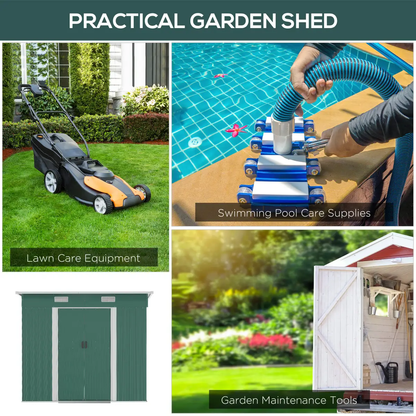 7 x 4ft Outdoor Garden Metal Storage Shed, Green by Outsunny
