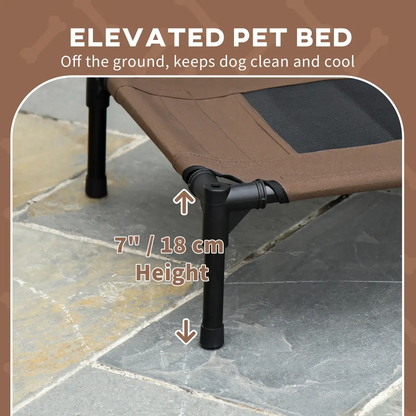 61 cm Elevated Pet Bed Dog Cot Tent with Canopy Instant Shelter Outdoor Brown by PawHut