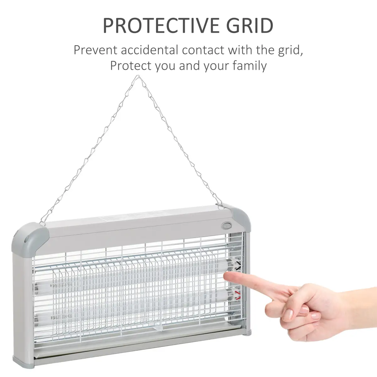 Outsunny Mosquito LED Killer Lamp 30 W Wall-mounted Insect Zapper, Steel-Grey by Outsunny