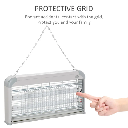 Outsunny Mosquito LED Killer Lamp 30 W Wall-mounted Insect Zapper, Steel-Grey by Outsunny