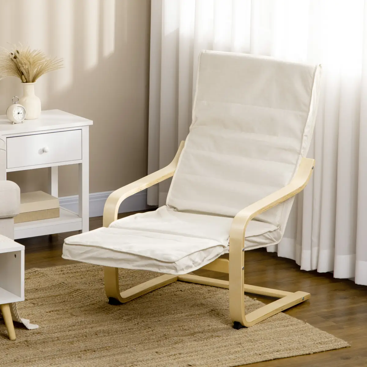Lounge Chair Recliner Adjustable Footrest Home Cream White by HOMCOM