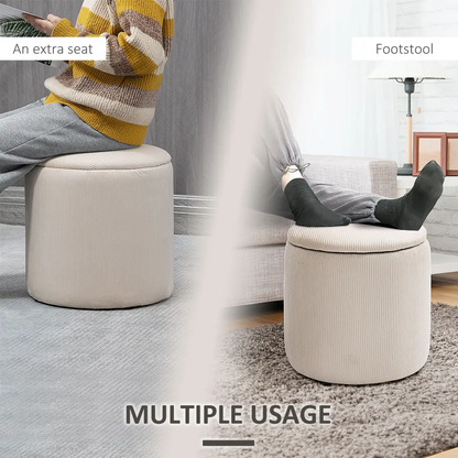 HOMCOM Modern Fabric Storage Ottoman with Removable Lid, Set of 2, Cream White by HOMCOM