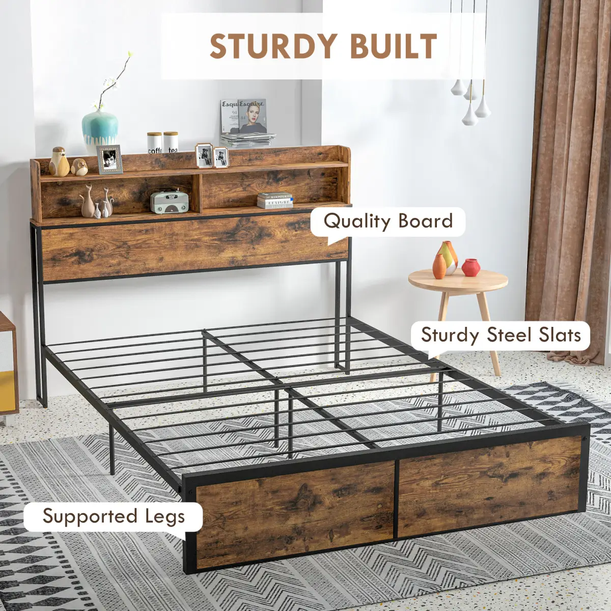 HOMCOM 5.2FT King Bed Frame with Storage Headboard and Under Bed Storage by HOMCOM