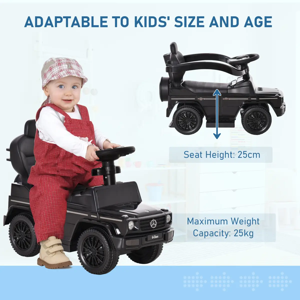 Benz G350 Ride-on Sliding Car Floor Slider Stroller Kids Vehicle, Black HOMCOM by Unbranded