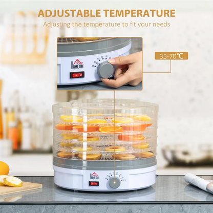 5 Tier Food Dehydrator 245W Stainless Steel Food Dryer Machine Timer LCD White by HOMCOM