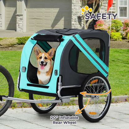 Pet Bicycle Trailer Dog Cat Bike Carrier Water Resistant W/ Hitch Coupler Green by Pawhut