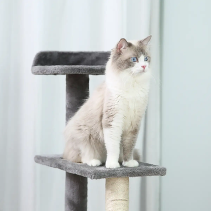 Cat Tree Activity Center Kitten Climbing Tower Scratching Post Plush Pawhut by Unbranded