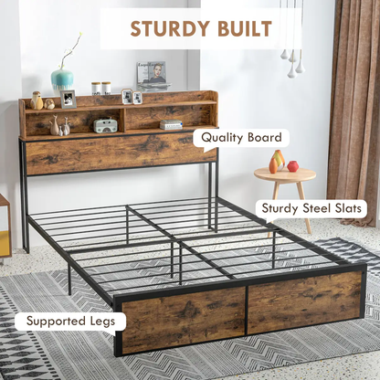 HOMCOM 5.2FT King Bed Frame with Storage Headboard and Under Bed Storage by HOMCOM