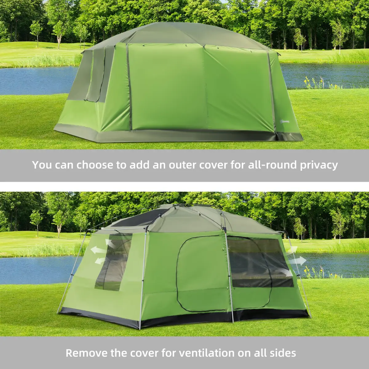 Two Room Dome Tent Camping Shelter w/ Porch and Portable Carry Bag Outsunny by Unbranded