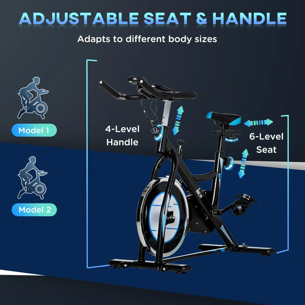 8kg Flywheel Stationary Exercise Bike Indoor Cycling Cardio Workout Bike by HOMCOM
