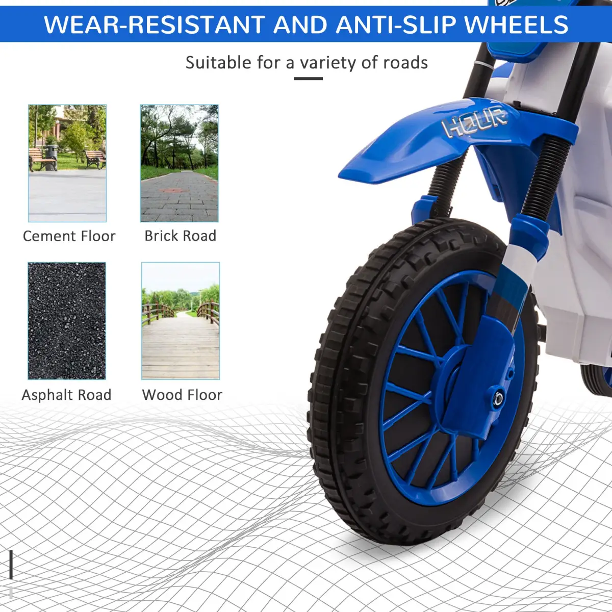 12V Kids Electric Motorbike Ride-On Motorcycle Training Wheels - Blue by HOMCOM