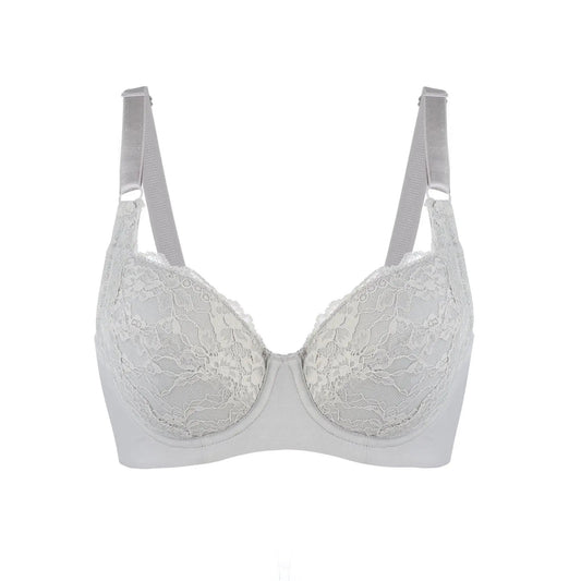 Mercury - Lace Silk & Organic Cotton Plunge Bra by Juliemay Lingerie